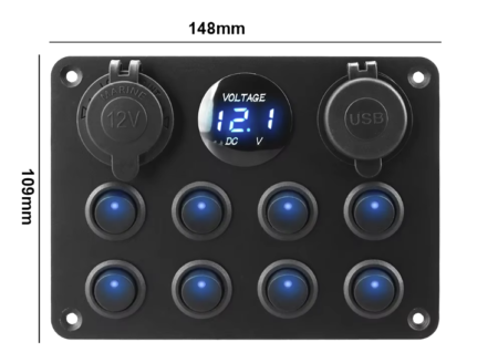 8 Gang Switch Panel Light Toggle USB Chargers Adapter Volt Test 24V 12V - Image 3